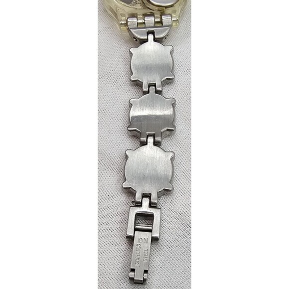 Swatch Swiss Wristwatch Transparent Case Artistic Band Retro Modern *Check Pea* - Picture 3 of 12